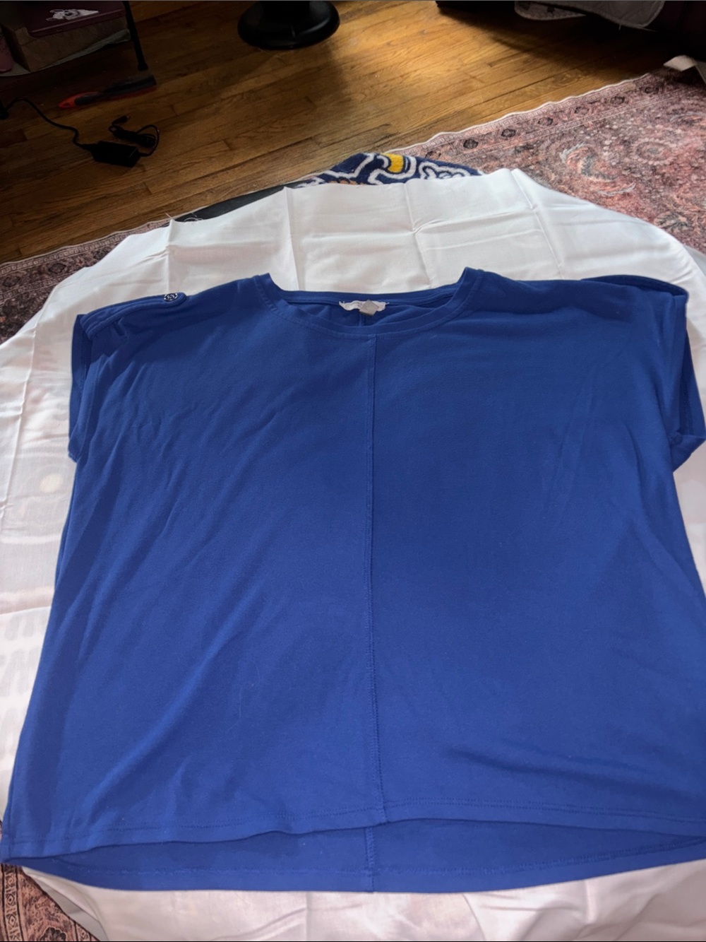 Cable & Gauge Blue Short Sleeve Boxy Women's Top